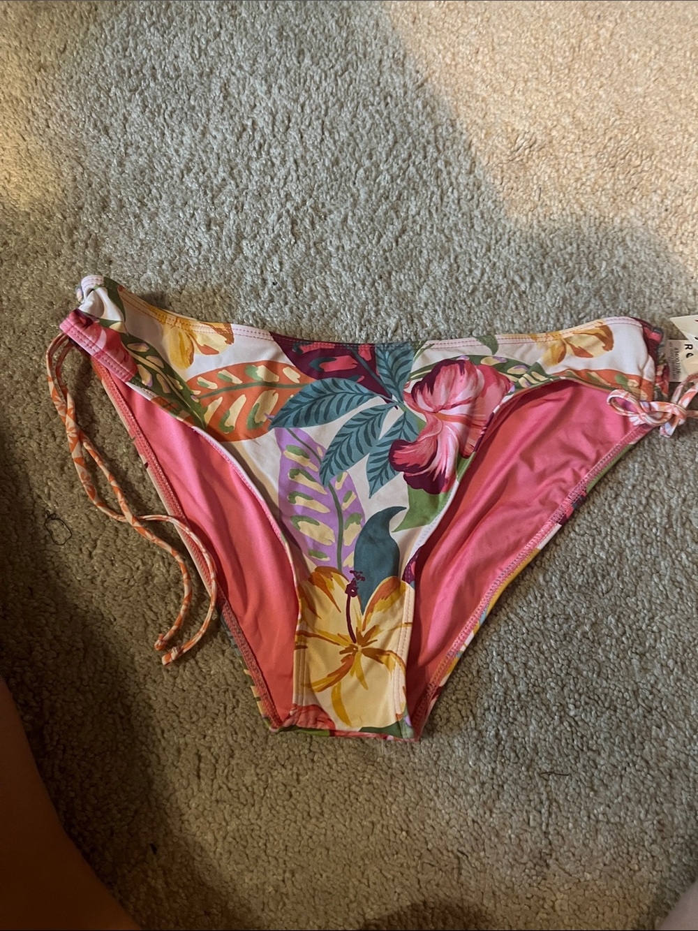 Roxy Floral Bikini Bottoms in Pink and Coral